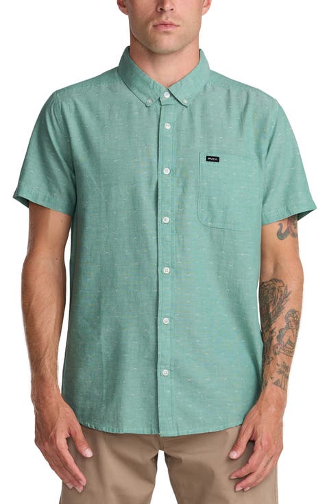 That'll Do Slim Fit Solid Short Sleeve Cotton Button-Down Shirt