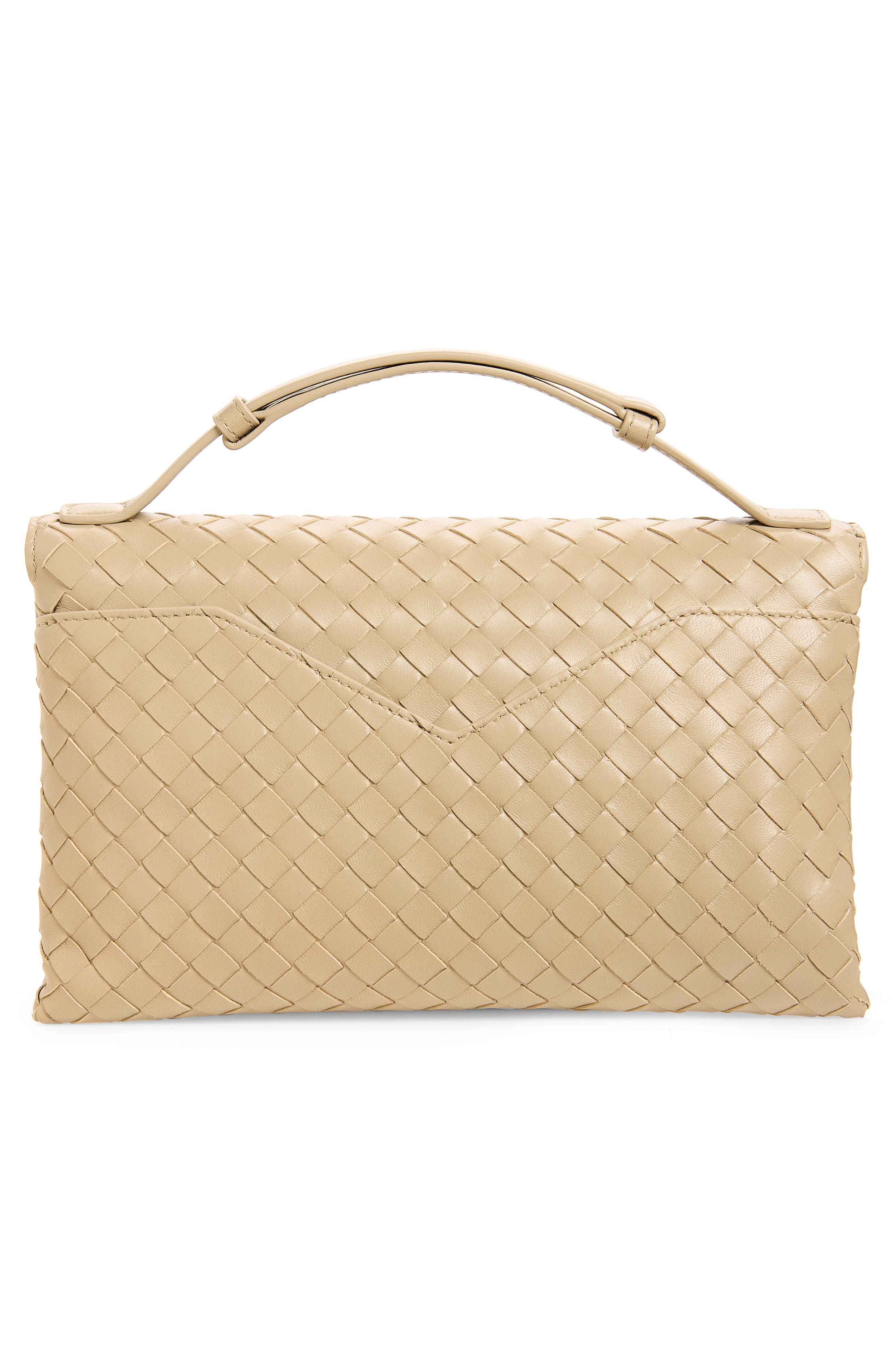 Knot Lock Intrecciato Leather Shoulder Bag, Alternate, color, 9614 ECRU-MUSE BRASS