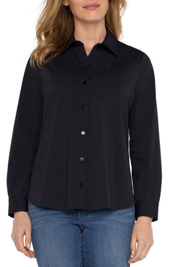 Liverpool Knit Button-up Shirt In Black