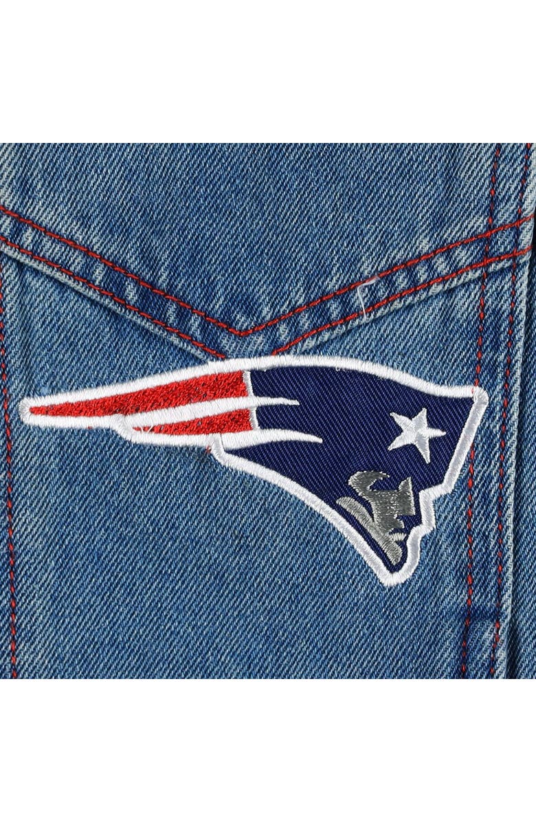 THE WILD COLLECTIVE Men's The Wild Collective New England Patriots Hooded Full-Button Denim Jacket, Alternate, color, 