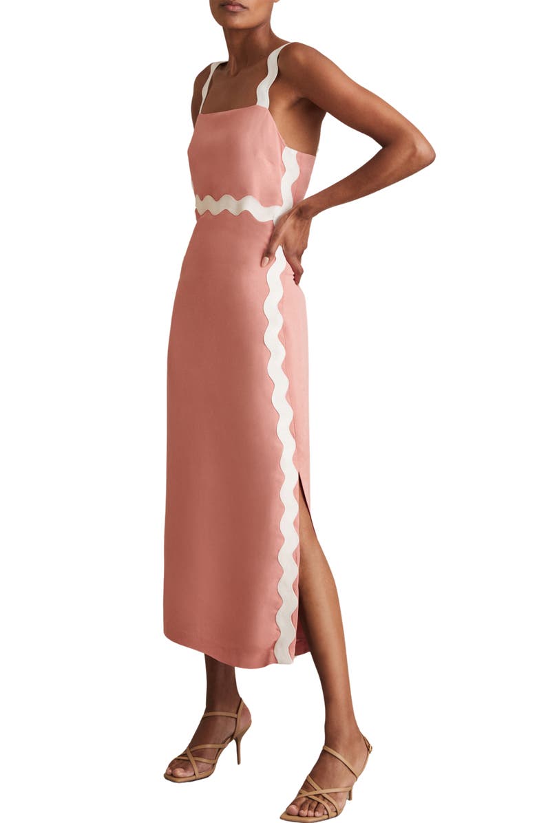 Reiss Asher Rickrack Maxi Dress, Main, color, Pink