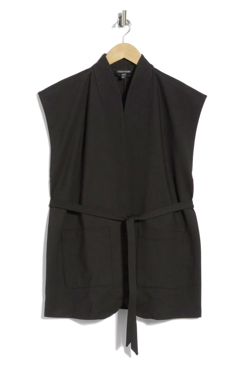 High Collar Long Vest, Main, color, BLACK