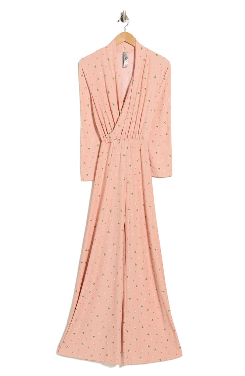 GO COUTURE Surplice V-Neck Long Sleeve Jumpsuit, Alternate, color, Dark Mauve Floral