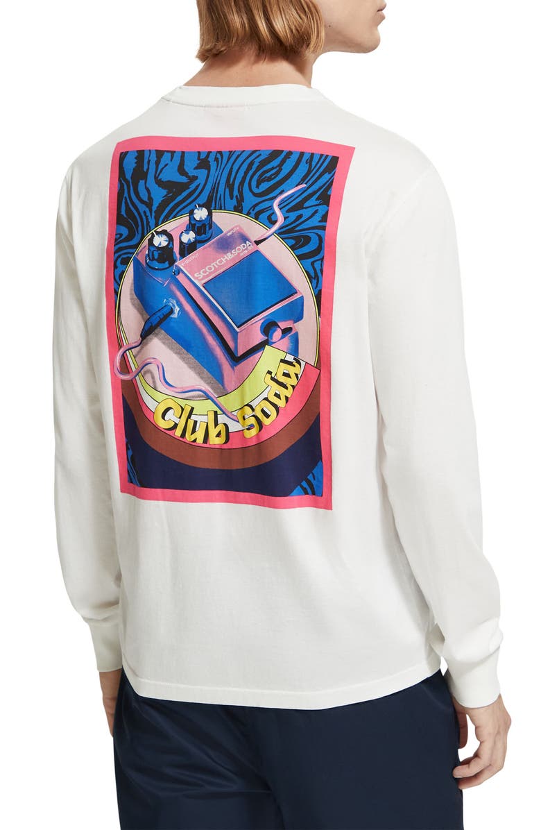 Scotch & Soda Club Soda Long Sleeve Organic Cotton Graphic T-Shirt, Alternate, color, 
