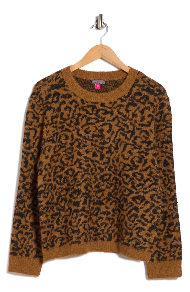 Vince Camuto Leopard Print Sweater, Alternate, color, Toasted Coconut