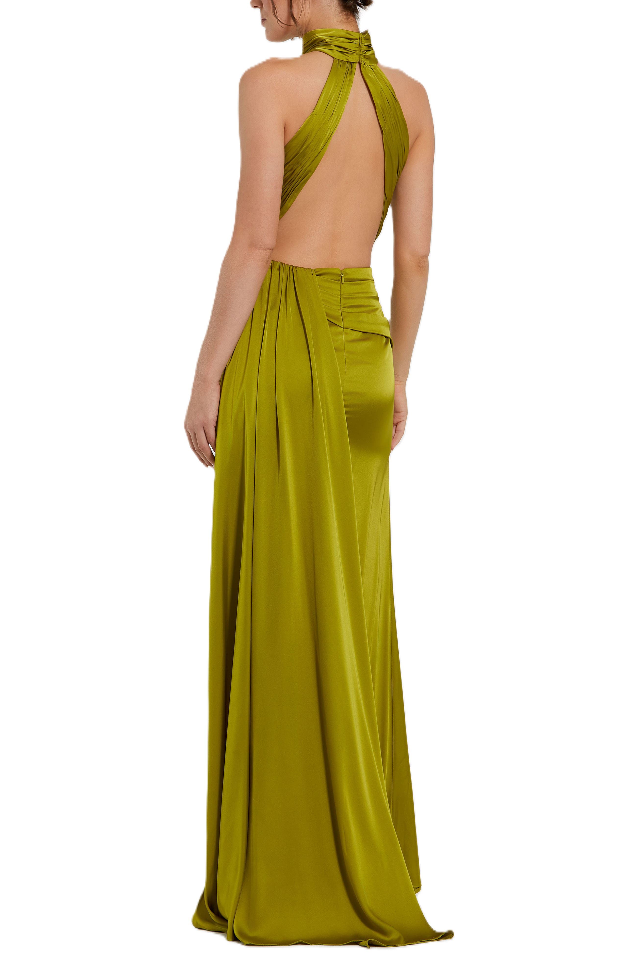 Open Back High Neck Side Ruched Gown - image 4