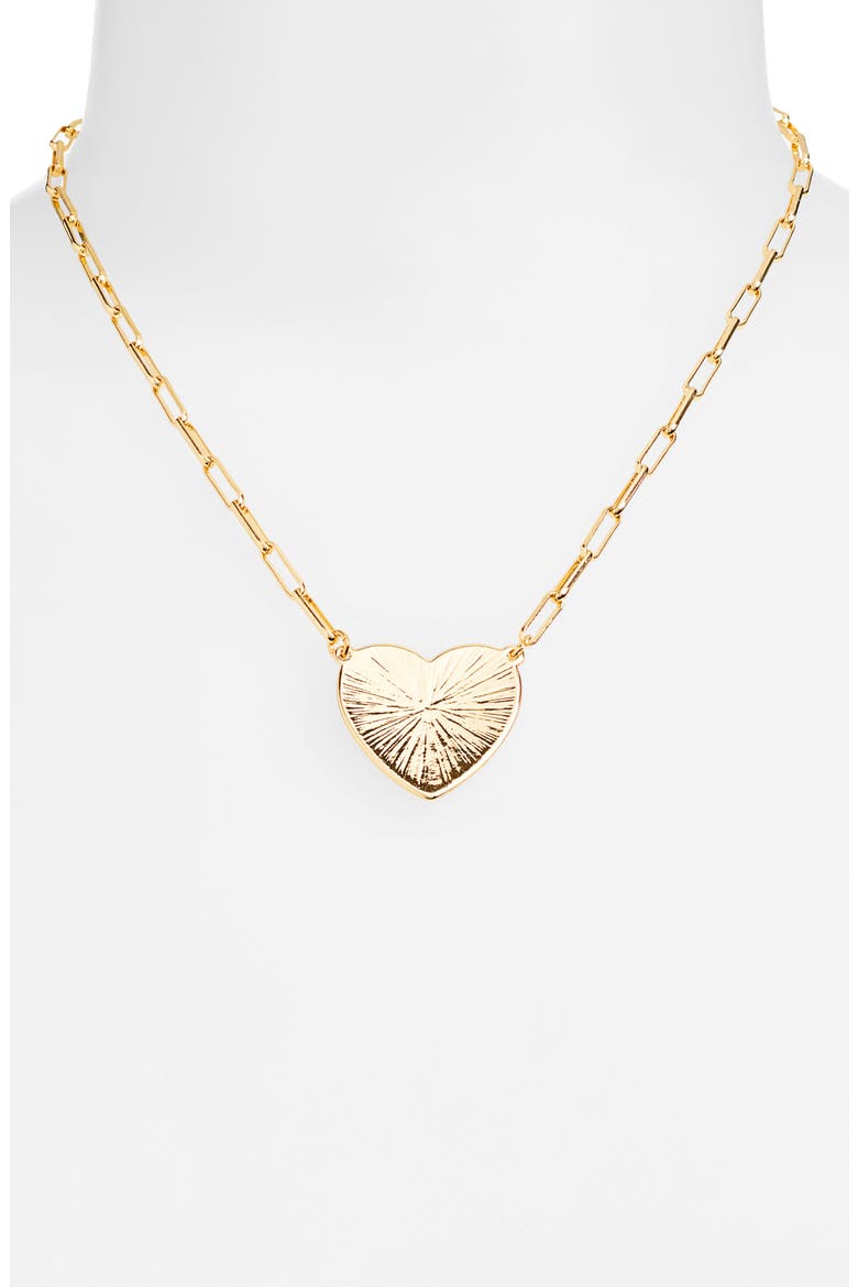 Heart Pendant Paper Clip Chain Necklace, Alternate, color, GOLD