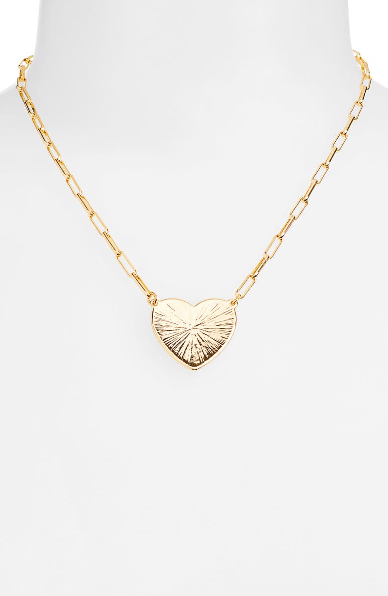 Nordstrom Heart Pendant Paper Clip Chain Necklace, Alternate, color, Gold