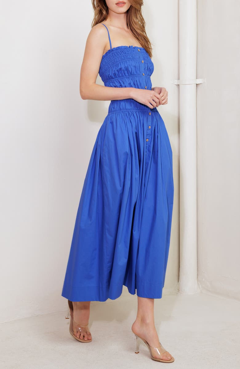 FREEMARKET Shirred Cotton Maxi Sundress, Alternate, color, Cobalt Blue