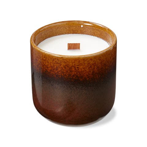 Tahoe Vanilla Rum Scented Soy Wax Candle in Brown Ceramic