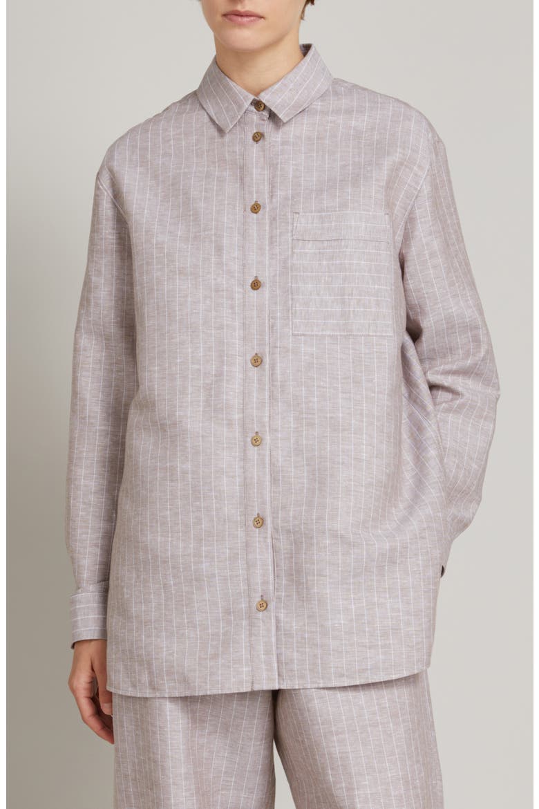 Ululo Linen Blend Oversize Shirt, Main, color, HAZELNUT BROWN