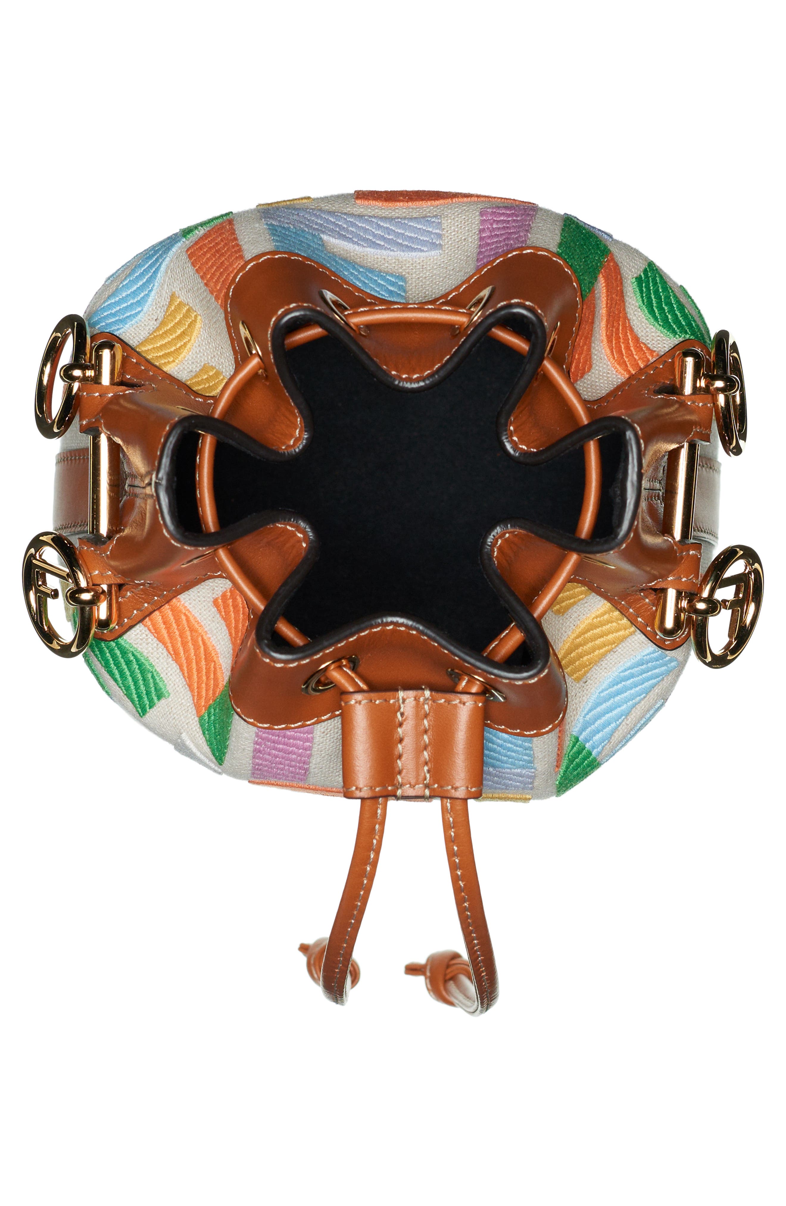 Fendi Mini Mon Tresor Logo Canvas Bucket Bag, Alternate, color, 