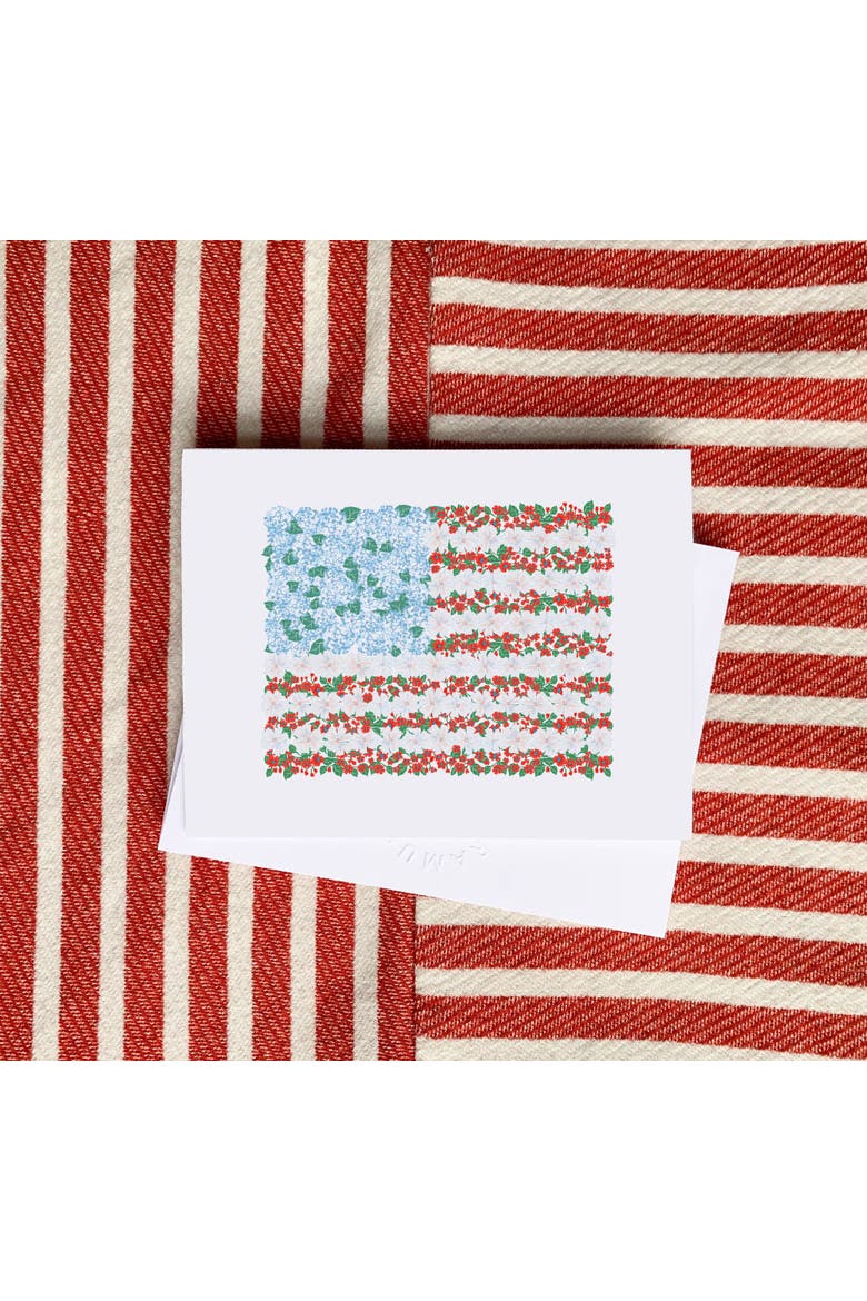 Flag Greeting Card Pack (3ct) "USA Floral Flag", Alternate, color, Multi-Pack