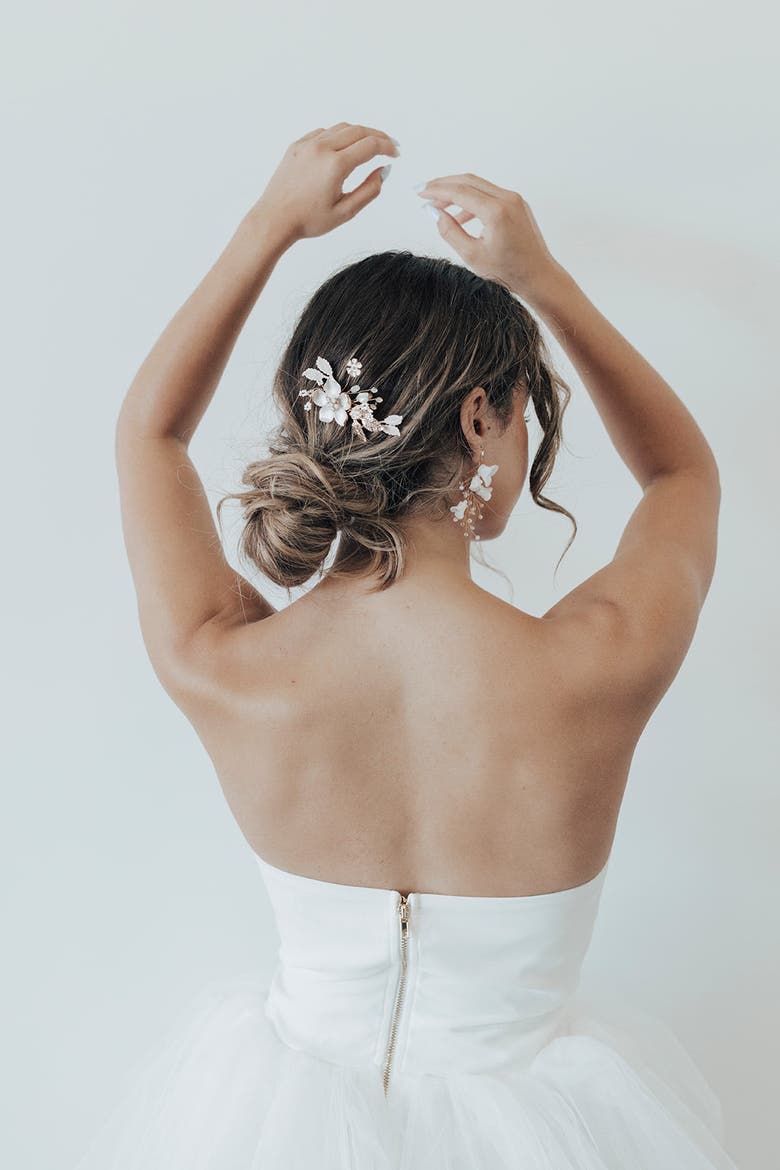 Juniper Bridal Comb, Alternate, color, Gold