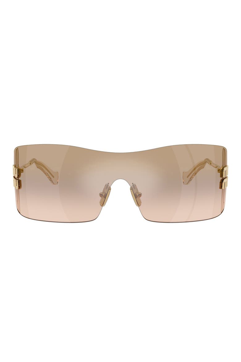 144mm Oversize Shield Sunglasses, Main, color, GOLD / BROWN MIRROR BRONZE