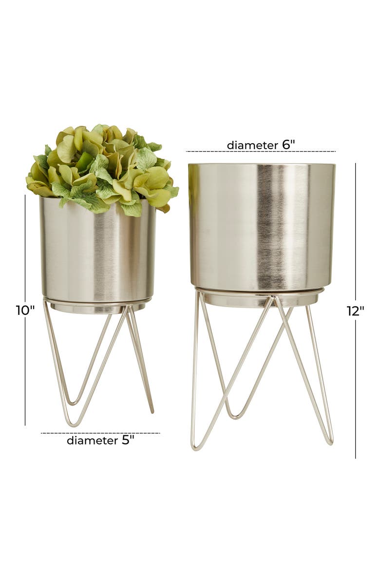 COSMO BY COSMOPOLITAN Silvertone Metal Modern Planter - Set of 2, Alternate, color,