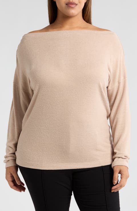 Brushed Knit Long Sleeve Top (Plus)