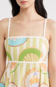 A.REN Fiorella Print Sleeveless Linen Blend Midi Dress