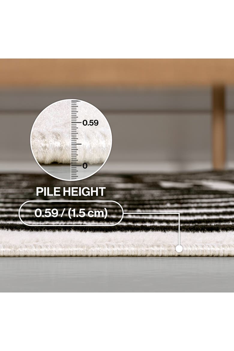 Freya High-Low Modern Scandinavian Arch Stripe Monotone Indoor/Outdoor Area Rug, Alternate, color, Black/White