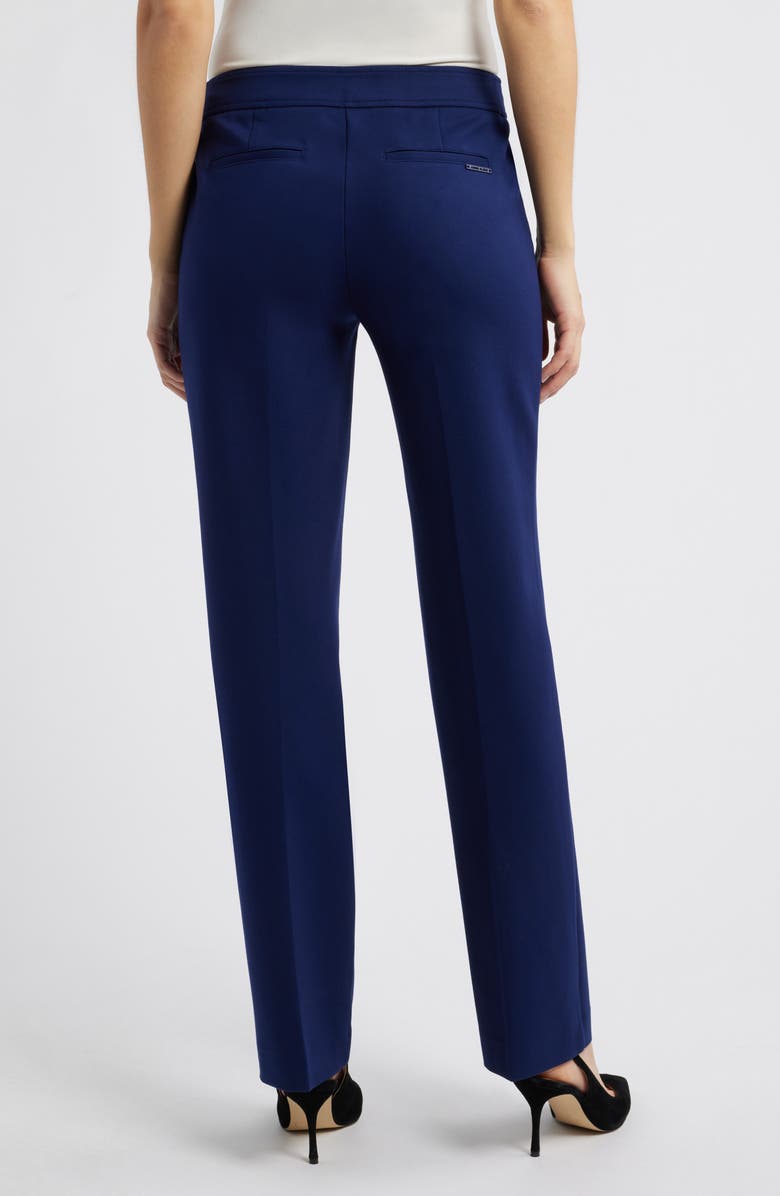 Anne Klein Flat Front Straight Leg Pants, Alternate, color, Distant Mountain