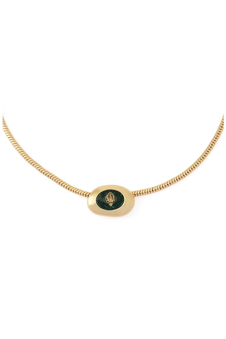 Bezel Stone Short Pendant Necklace, Main, color, GREEN