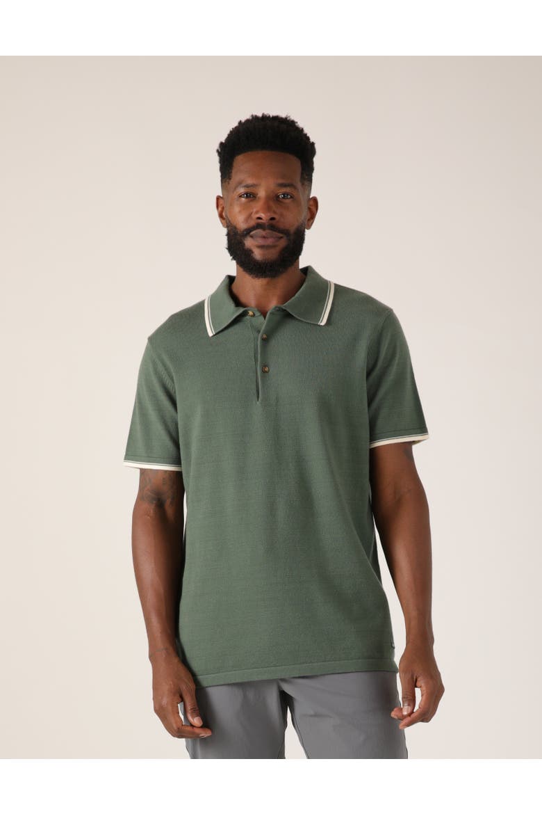 Elite Sweater Polo, Main, color, Smoky Basil/White