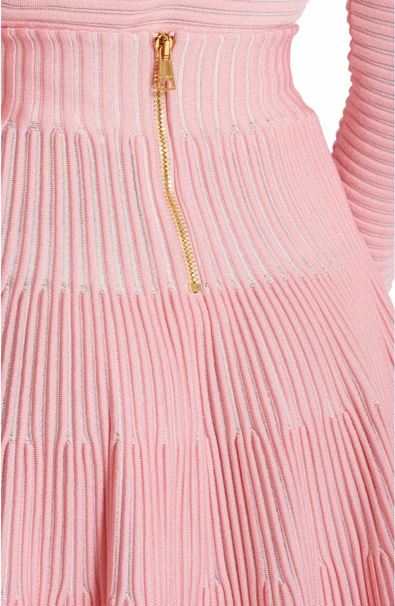Balmain A-Line Textured Knit Skirt, Alternate, color, Pink