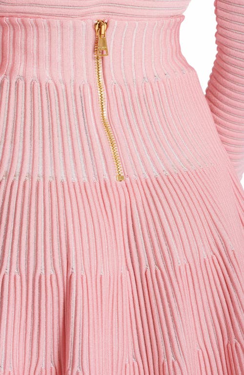Balmain A-line Textured Knit Skirt