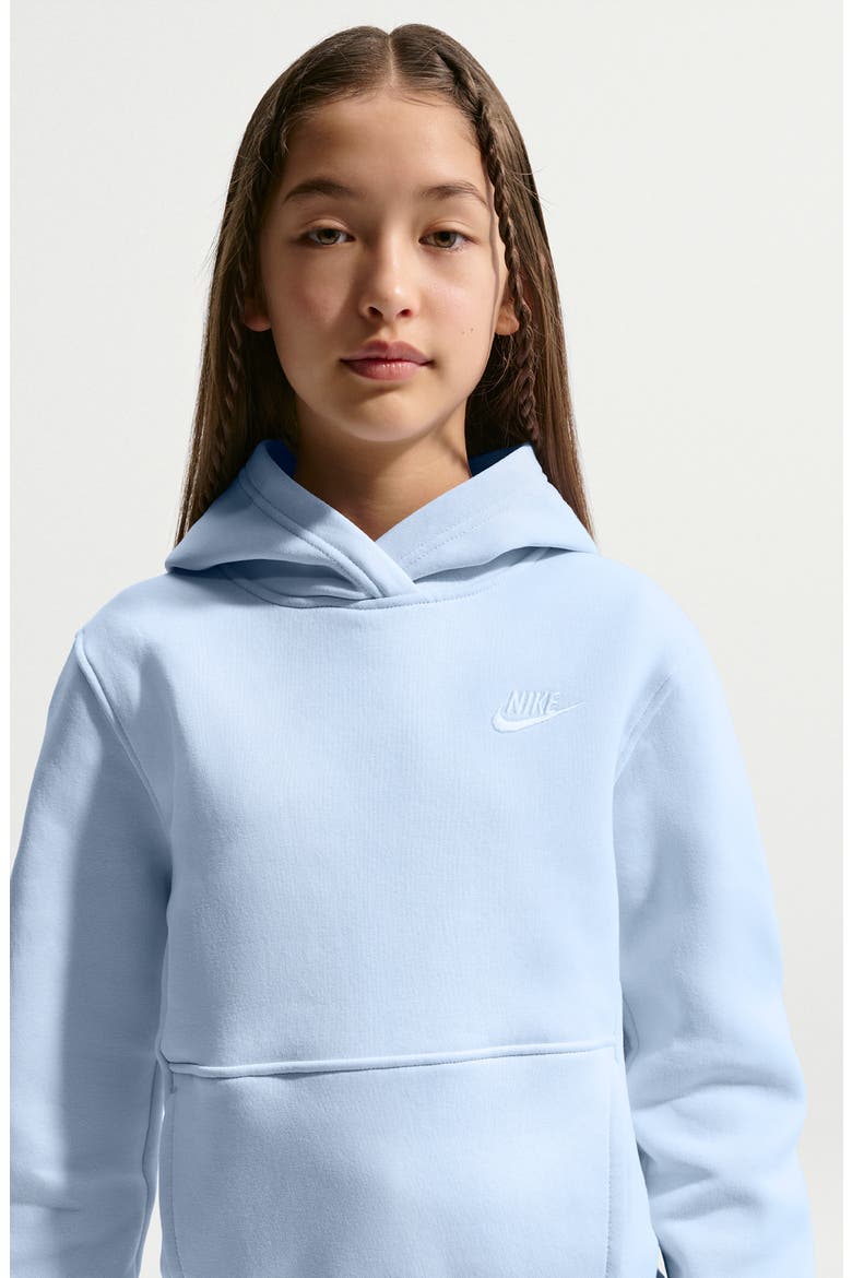 Kids' Club Fleece Hoodie, Alternate, color, HYDROGEN BLUE/ WHITE