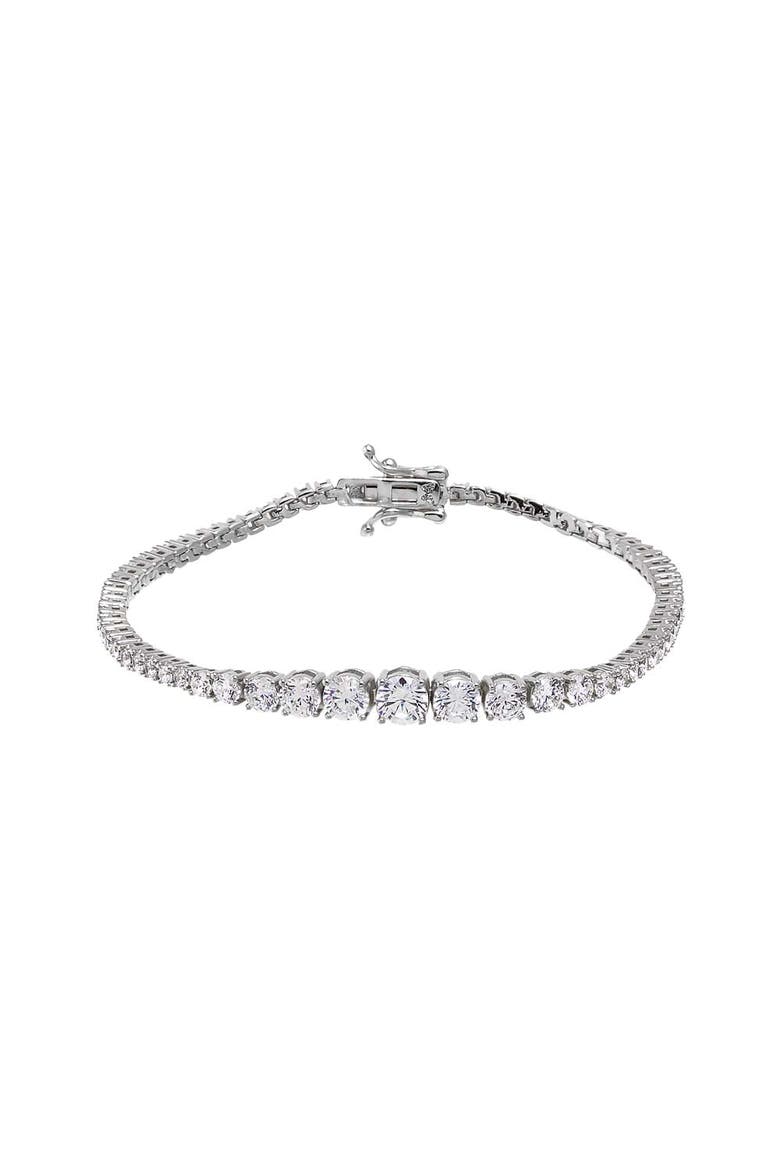 Center Graduated CZ Tennis Bracelet, Main, color, Silver