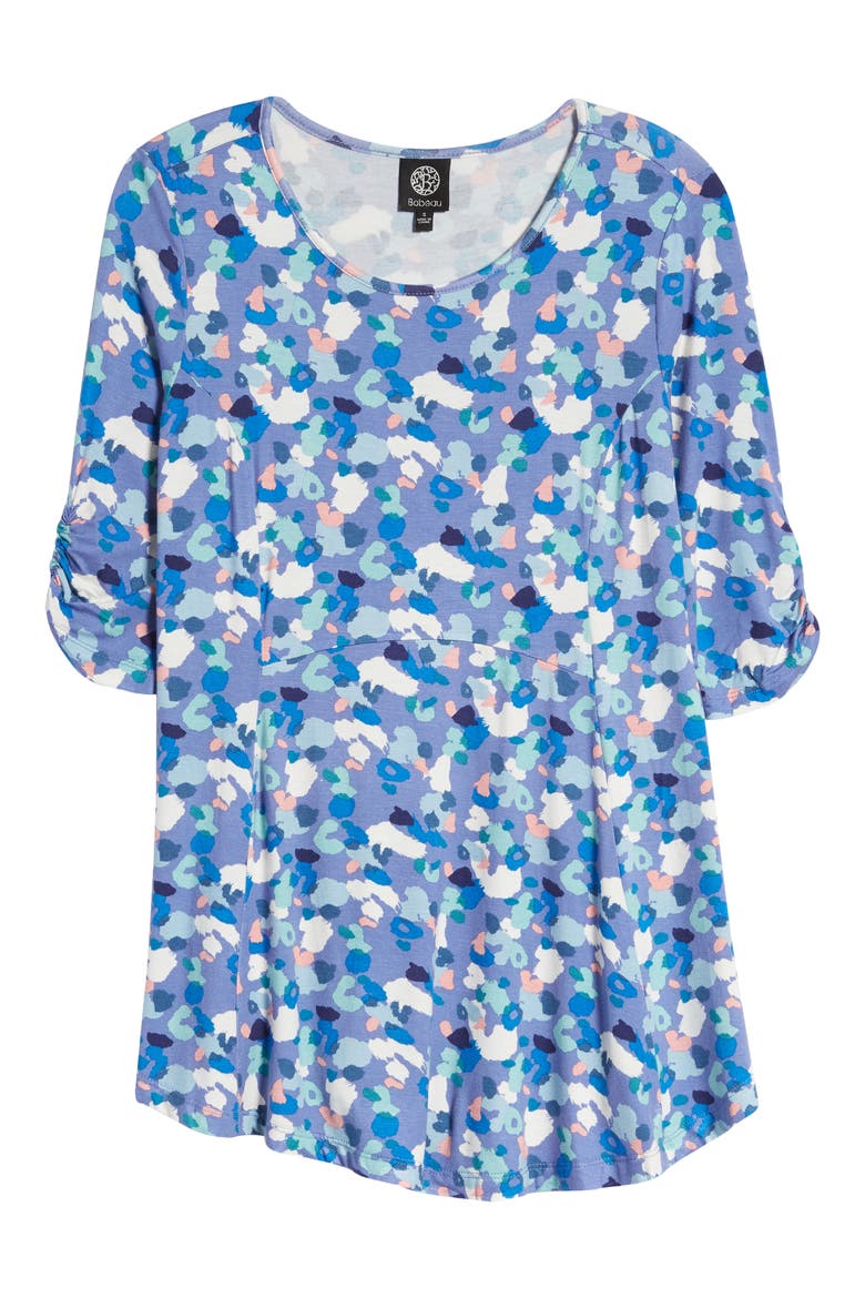 Print Babydoll Top, Alternate, color, DENIM PAINTED SPOT