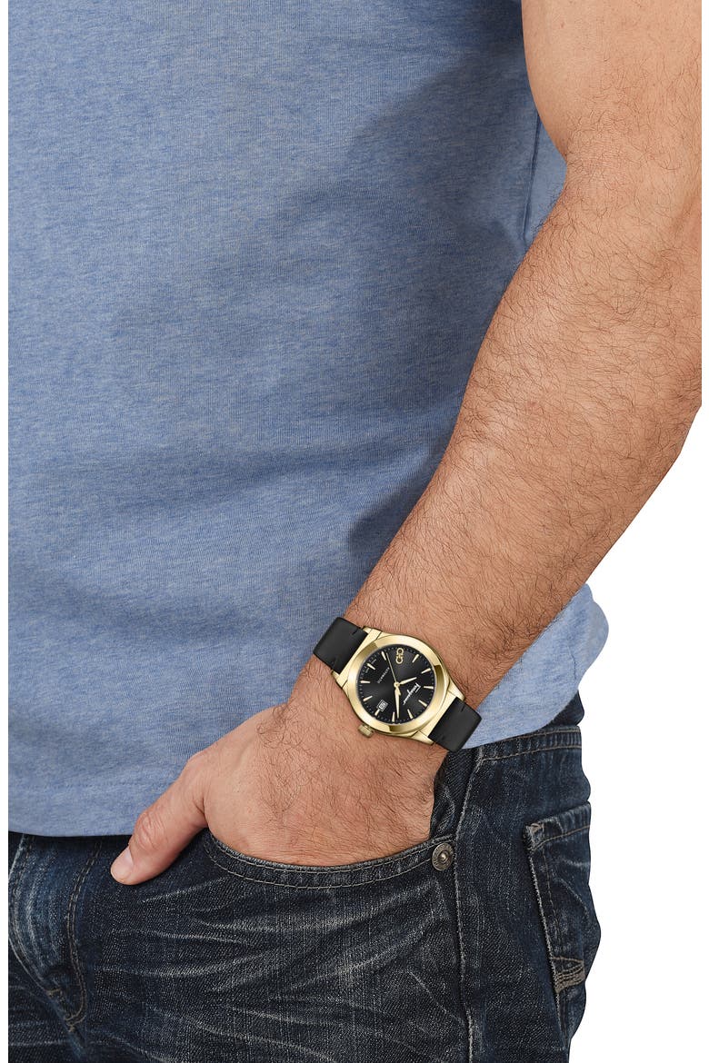 1927 Automatic Leather Strap Watch, 42mm, Alternate, color, IP YELLOW GOLD