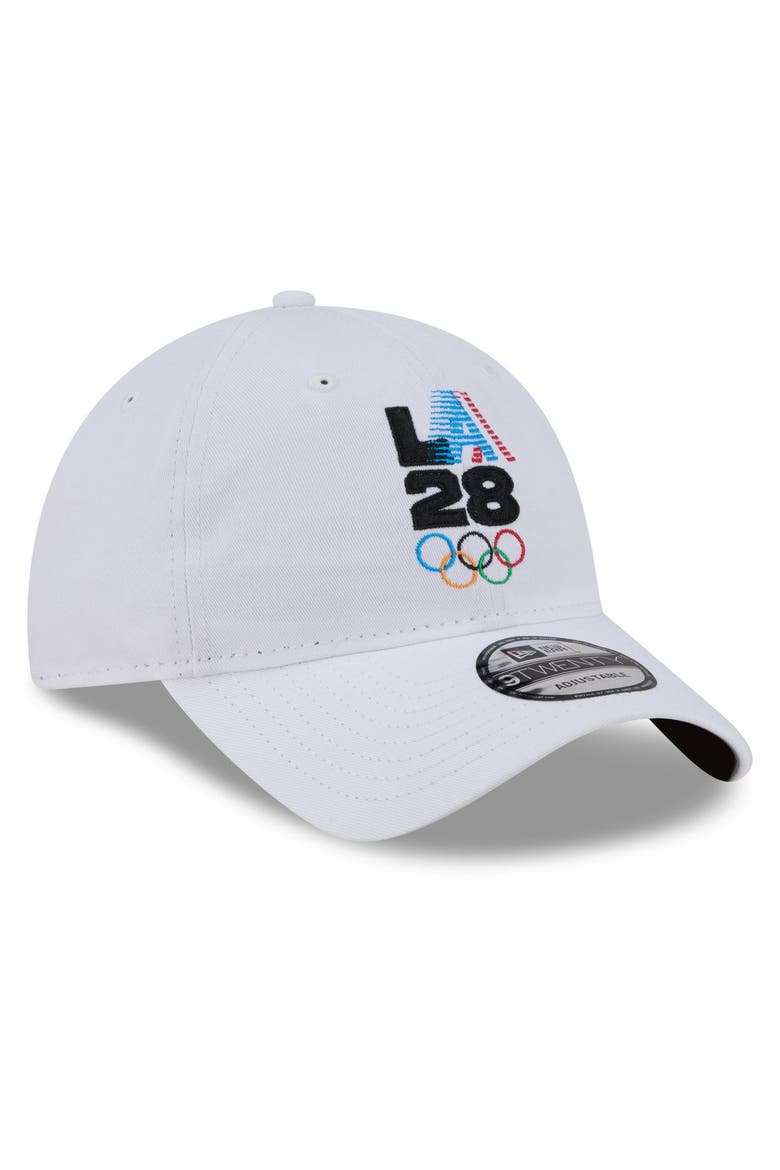 Men's New Era  White LA28 9TWENTY Adjustable Hat, Alternate, color, White