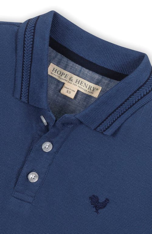 Hope & Henry Kids' Organic Short Sleeve Knit Pique Polo Shirt In Blue