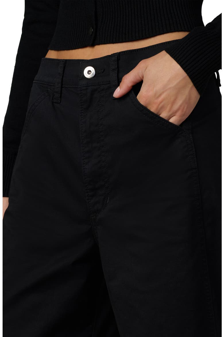 The Bowie High Waist Ankle Barrel Twill Pants, Alternate, color, BLACK
