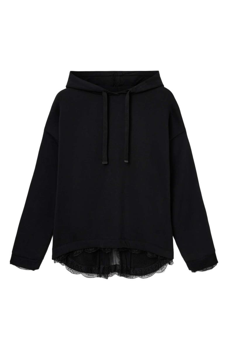 AllSaints Nia Lace High-Low Hoodie, Alternate, color, 