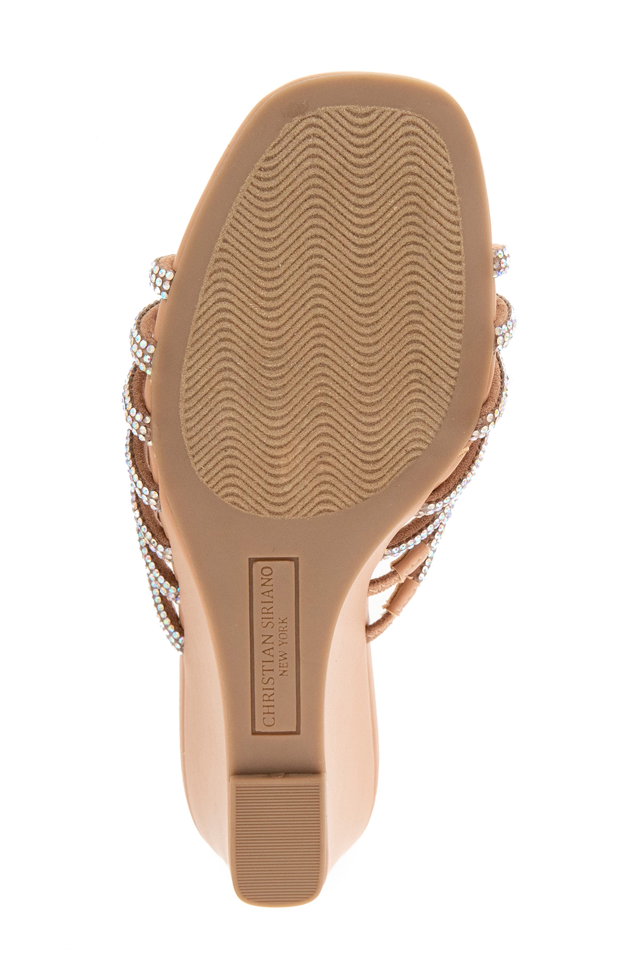 Lenix Rhinestone Wedge Slide Sandal, Alternate, color, TAN