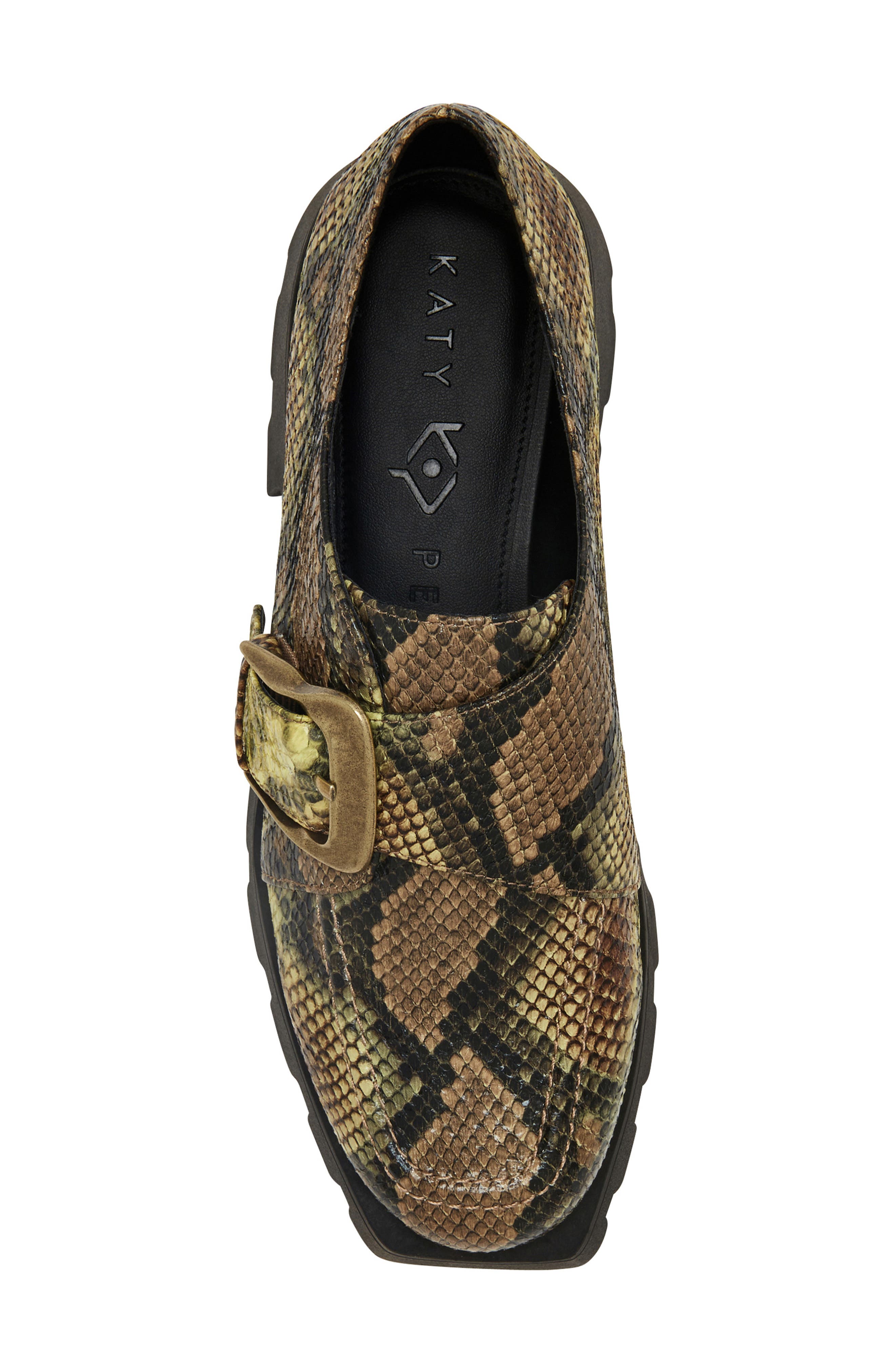 Daarling Snakeskin Embossed Buckle Loafer, Alternate, color, SEA KELP MULTI