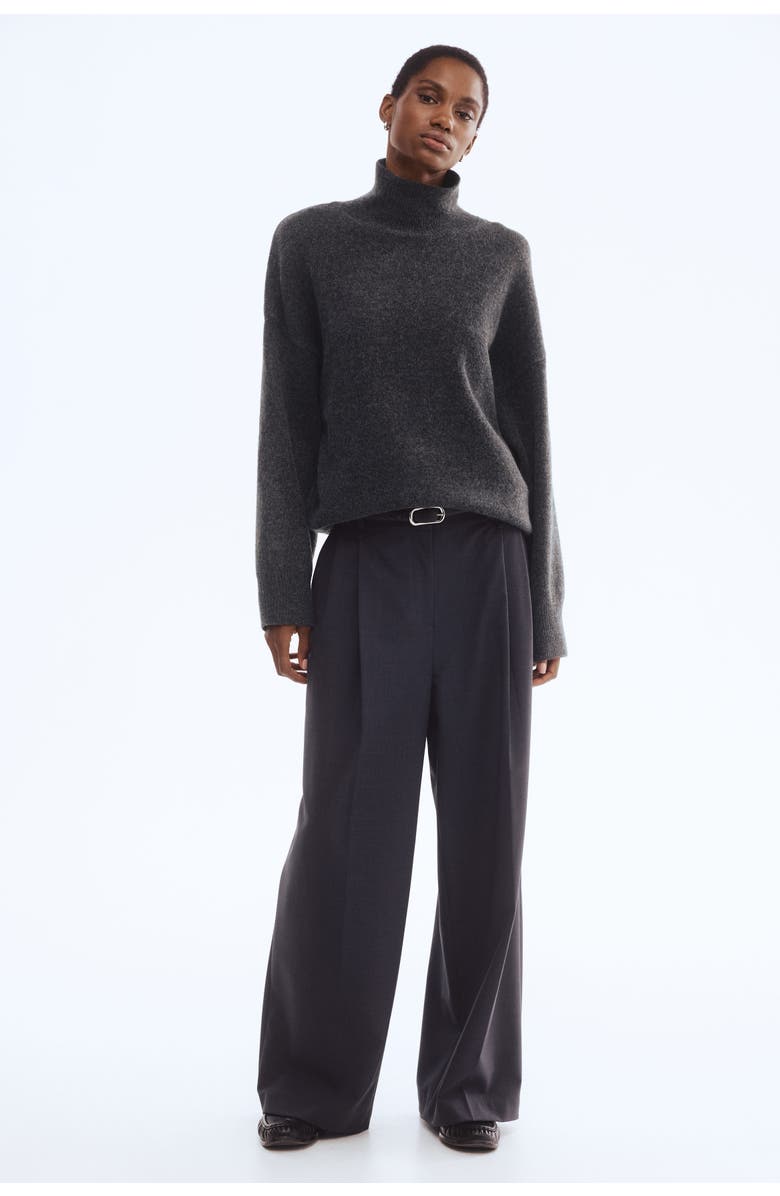 H&M Oversized Turtleneck Jumper, Alternate, color, Dark Gray Melange