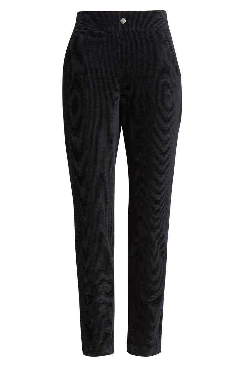 High Waist Corded Knit Straight Leg Pants, Alternate, color, BLACK