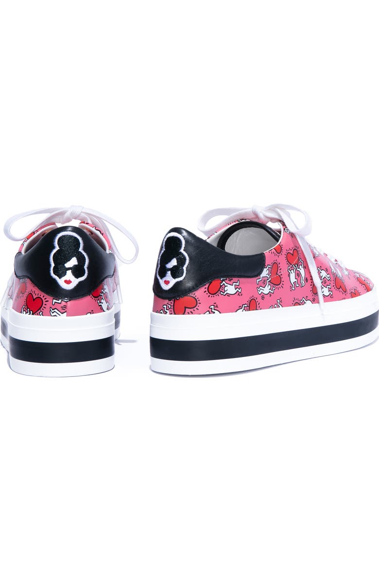 Alice + Olivia x Keith Haring Ezra Flatform Sneaker, Alternate, color, Pink/ Red Hearts