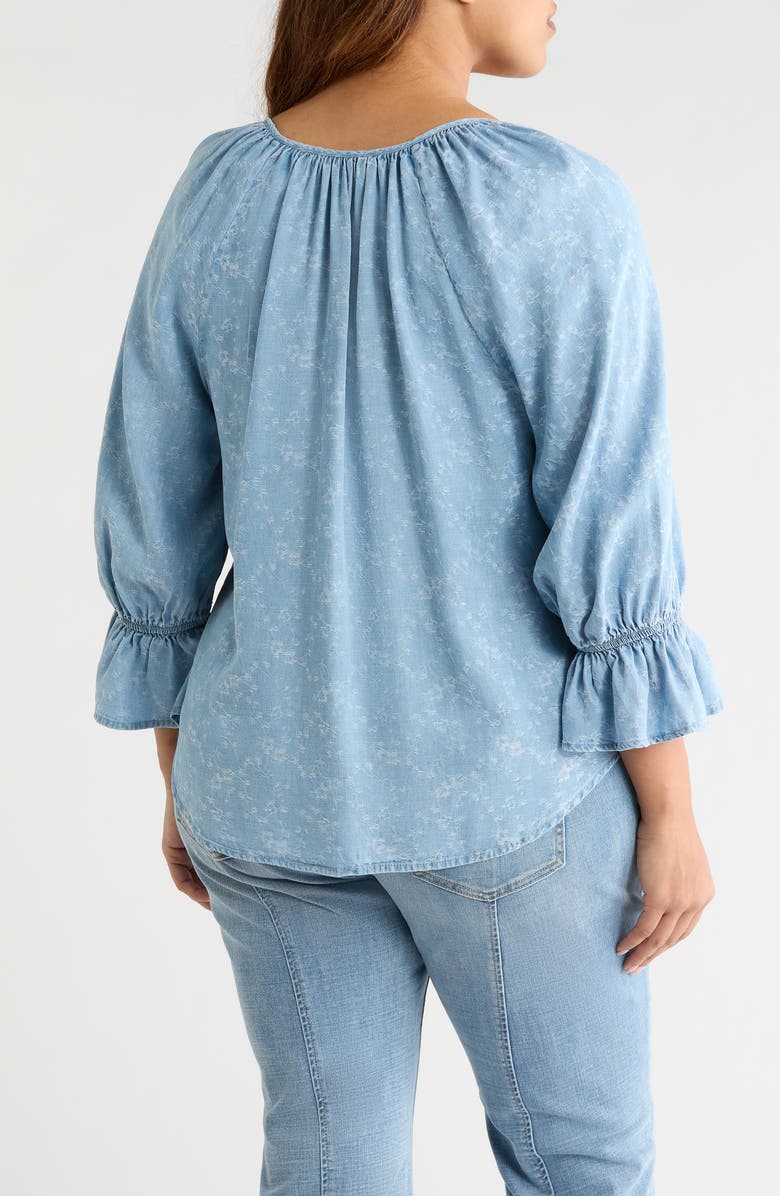 Liverpool Los Angeles Shirred Chambray Button-up Top, Alternate, color, Rose Ice