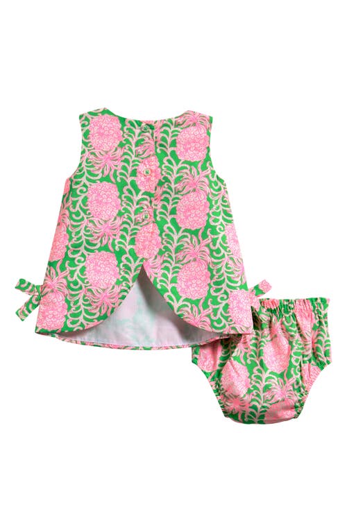 Lilly Pulitzer ® Baby Lilly Cotton Shift Dress With Bloomers In Fauna Green Pineapple