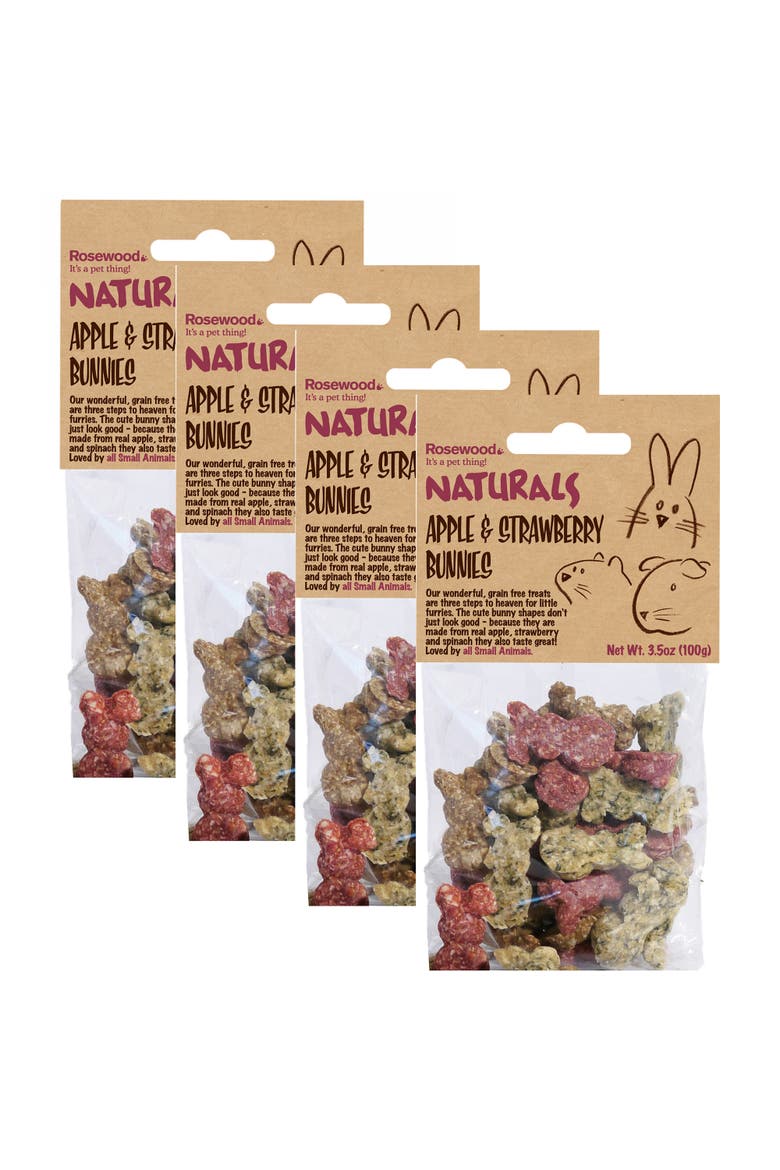 4 Pack Apple & Strawberry Bunnies Pet Treats, Main, color, Multicolored
