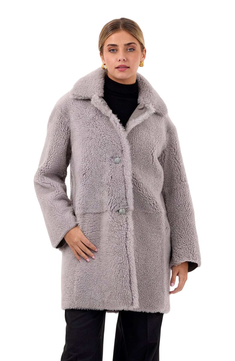 GORSKI Reversible Long Hair Shearling Stroller, Alternate, color, Gray/Gray