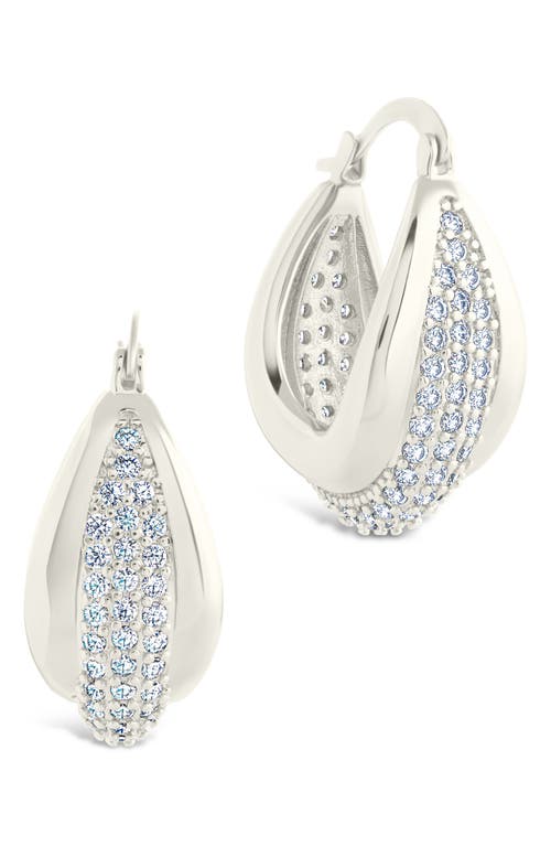 Sterling Forever Philina Pavé Cubic Zirconia Hoop Earrings