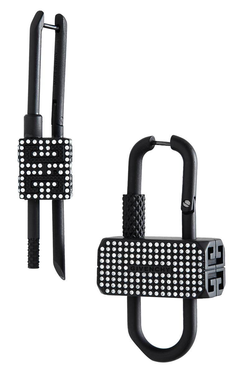 Givenchy Crystal Embellished Mismatched Lock Earrings, Main, color,