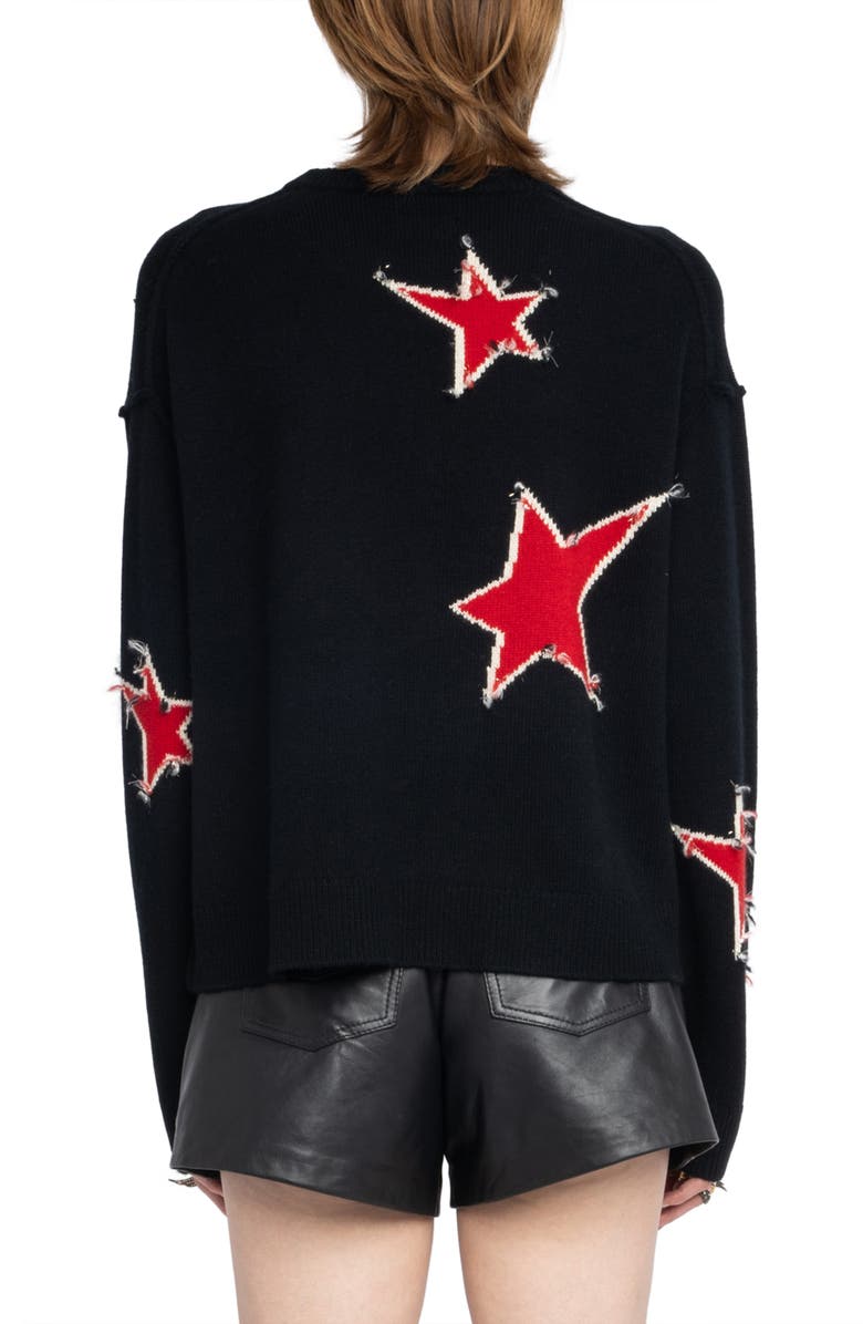 Zadig & Voltaire Markus Stars Cashmere Sweater, Alternate, color, Black
