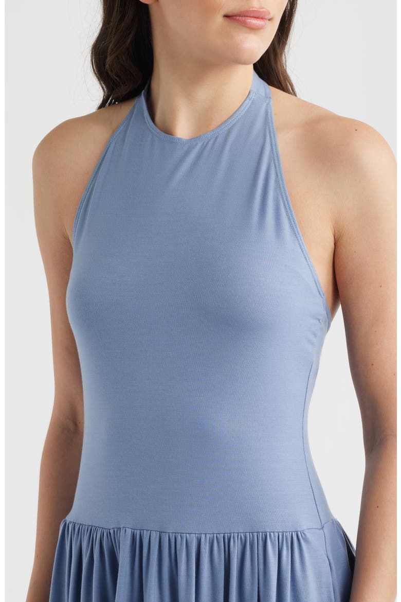 Clara Halter Neck Knit Midi Dress, Alternate, color, STORM