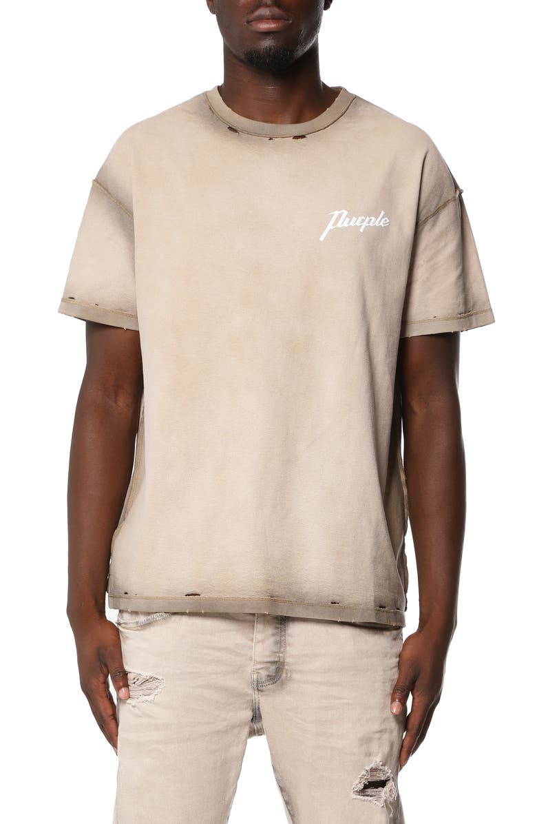 PURPLE BRAND Textured Inside Out Graphic T-Shirt, Main, color, Khaki